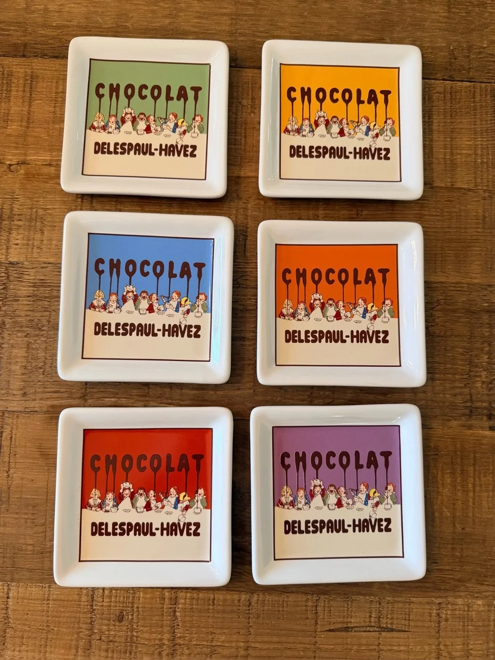 6 Pottery Barn Chocolate Theme Coasters | 2002| Never Used | French Decor